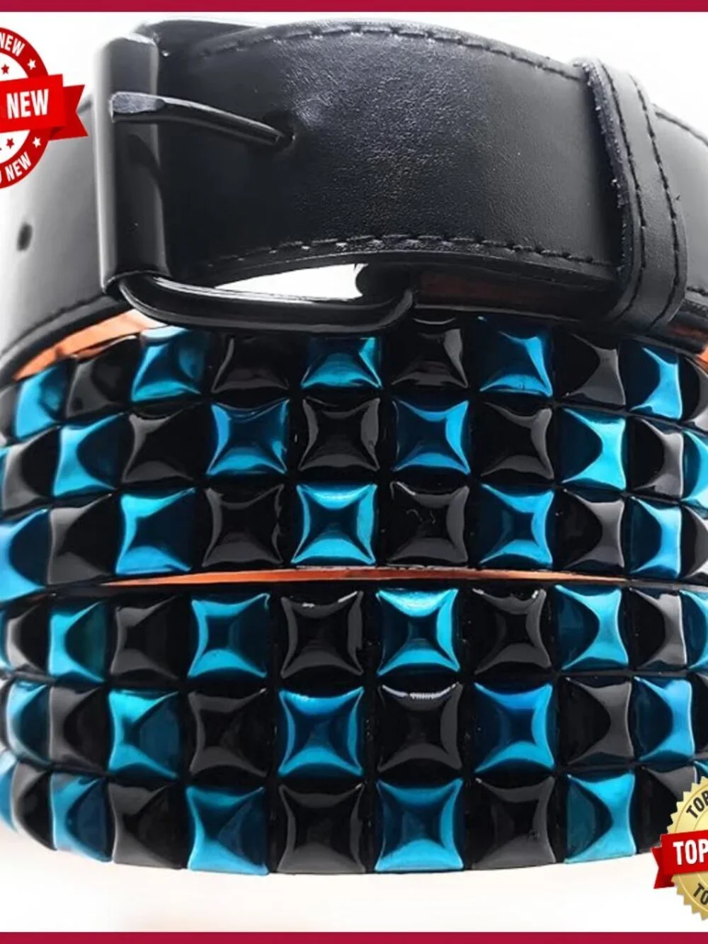 Handmade Studded Leather Belt - Punk Pyramid Stitched, Unisex